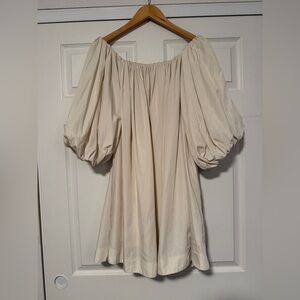 BCBGMAXAZRIA BCBG MaxAzria Balloon Peasant Adelaide Cream‎ Off Shoulder Dress